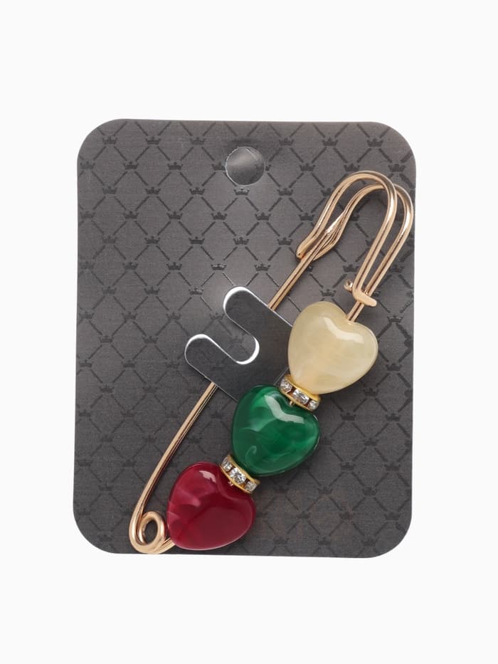 Булавка «Сердечки», 7 см, цветная в золоте