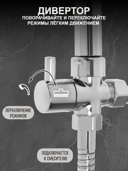 Душевая система ZEIN Z1004, тропическая и ручная лейка, шланги, стойка, мыльница, хром
