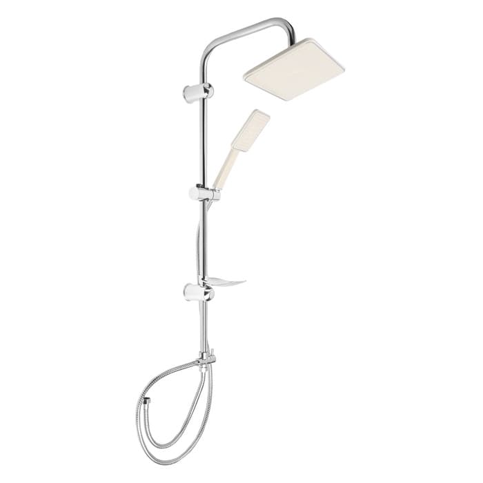 Душевая система ZEIN Z1002, тропическая и ручная лейка, шланги, стойка, мыльница, хром