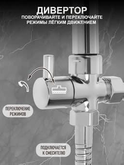 Душевая система ZEIN Z1002, тропическая и ручная лейка, шланги, стойка, мыльница, хром