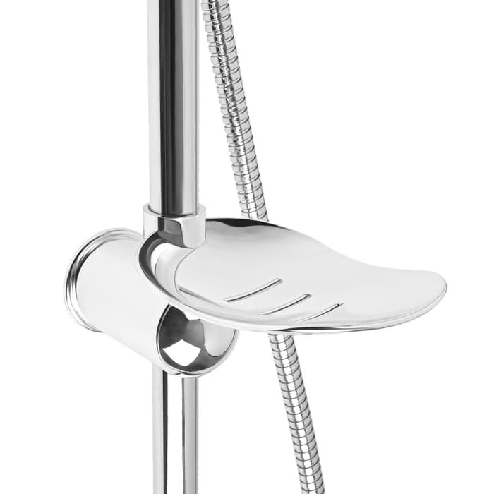 Душевая система ZEIN Z1002, тропическая и ручная лейка, шланги, стойка, мыльница, хром