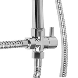 Душевая система ZEIN Z1002, тропическая и ручная лейка, шланги, стойка, мыльница, хром