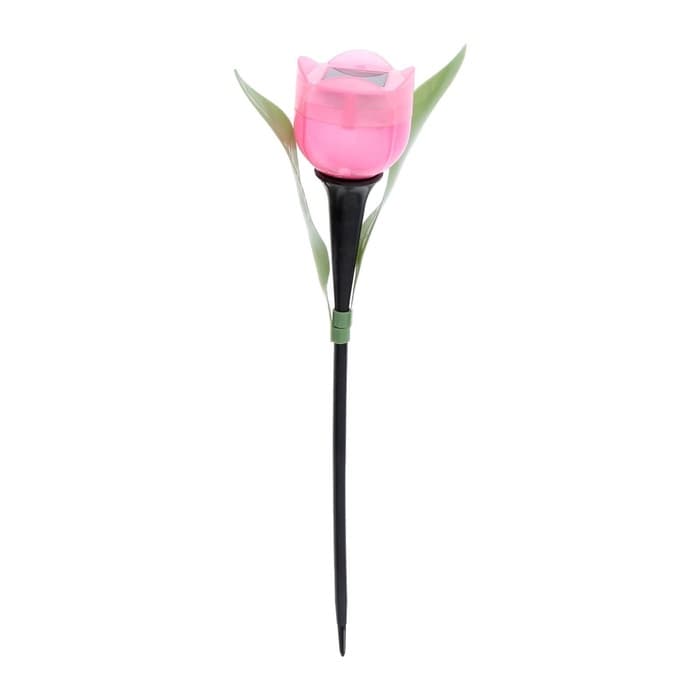 Садовый светильник «Тюльпан розовый», уличный, на солнечной батарее, 5×29×5 см, 1 LED, свечение белое