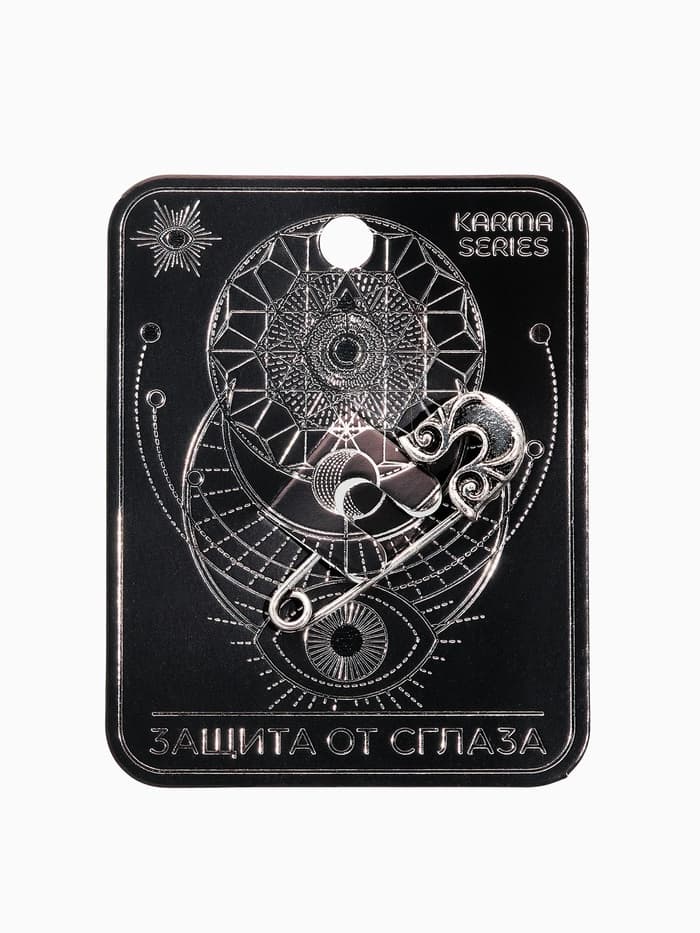 Булавка-оберег KARMA SERIES «Защита от сглаза», 4 см, цвет чернёное серебро