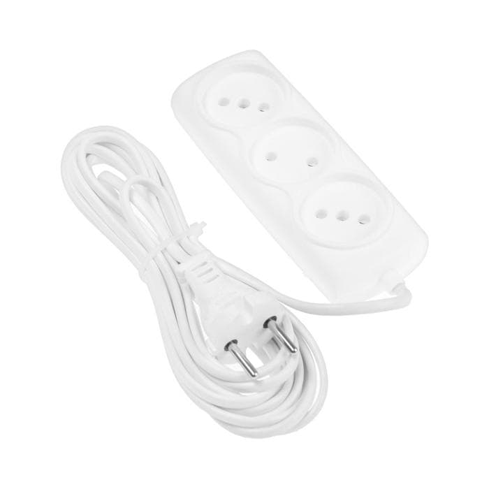 Удлинитель Smartbuy, 3 розетки, 5 м, 6 А, 1300 Вт, ШВВП 2×0.75 мм², без заземления, белый