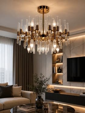 Люстра BayerLux 1171/10, Е14, 40 Вт, золотистая, 60×60×40 см