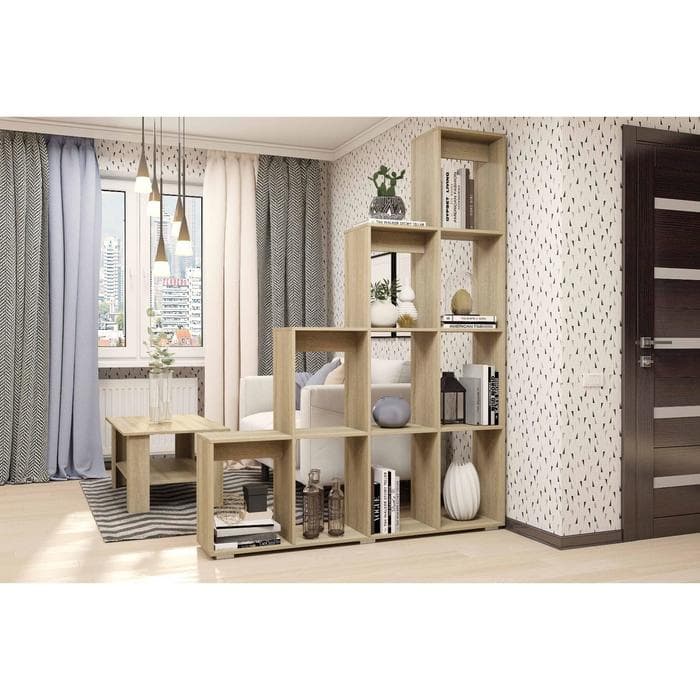 Стеллаж-перегородка для зонирования «Кантри», с полками, 1600×296×2036 мм, цвет дуб сонома