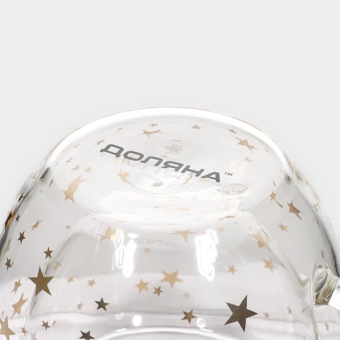 Кружка с двойными стенками Доляна «Дуо. Звёзды», 160 мл, 12.5×9×7.5 см, стекло, прозрачная