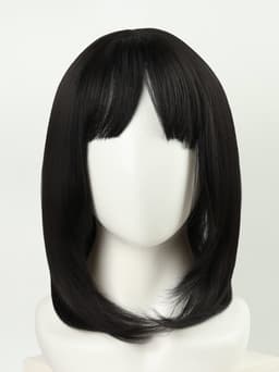 Парик искусственный, с чёлкой, имитация кожи, 30 см, 160 г, чёрный(#SHT3)