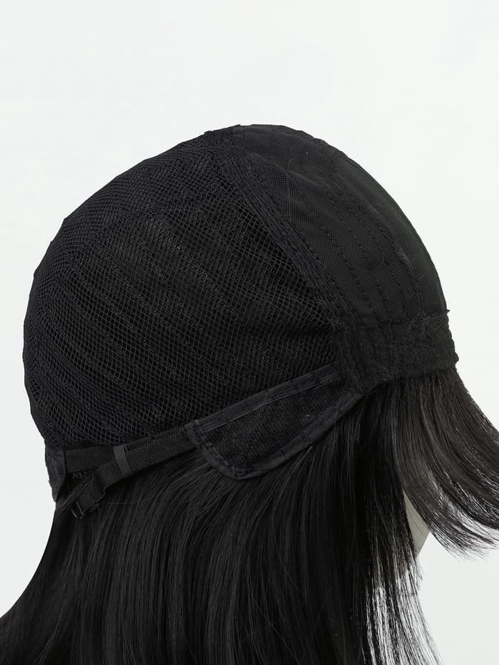 Парик искусственный, с чёлкой, имитация кожи, 30 см, 160 г, чёрный(#SHT3)