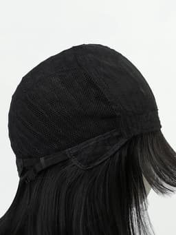 Парик искусственный, с чёлкой, имитация кожи, 30 см, 160 г, чёрный(#SHT3)