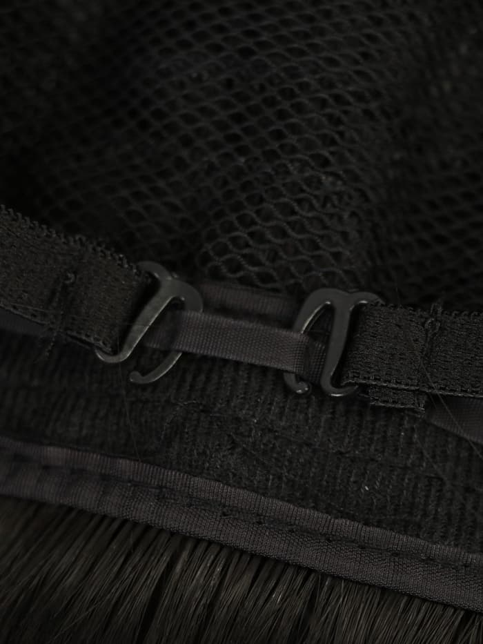 Парик искусственный, с чёлкой, имитация кожи, 30 см, 160 г, чёрный(#SHT3)