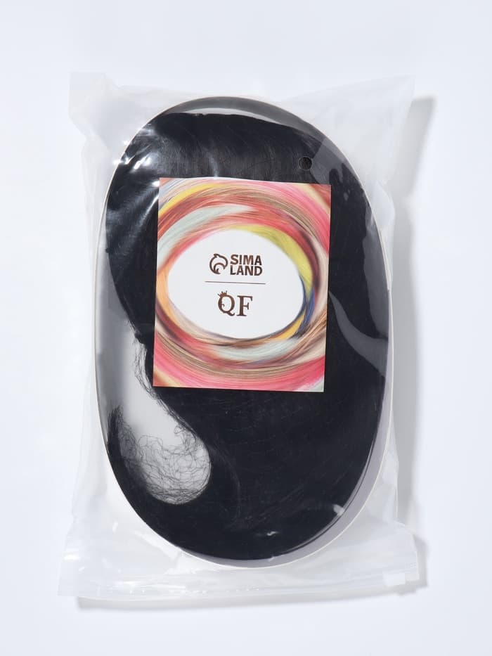 Парик искусственный, с чёлкой, имитация кожи, 30 см, 160 г, чёрный(#SHT3)