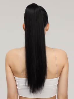 Хвост накладной, прямой волос, на резинке, 60 см, 100 г, цвет чёрный(#SHT3)