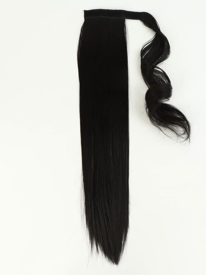 Хвост накладной, прямой волос, на резинке, 60 см, 100 г, цвет чёрный(#SHT3)
