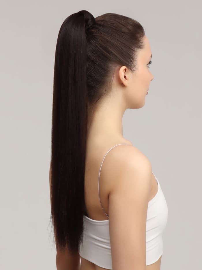 Хвост накладной, прямой волос, на резинке, 60 см, 100 г, цвет каштановый(#SHT6А)