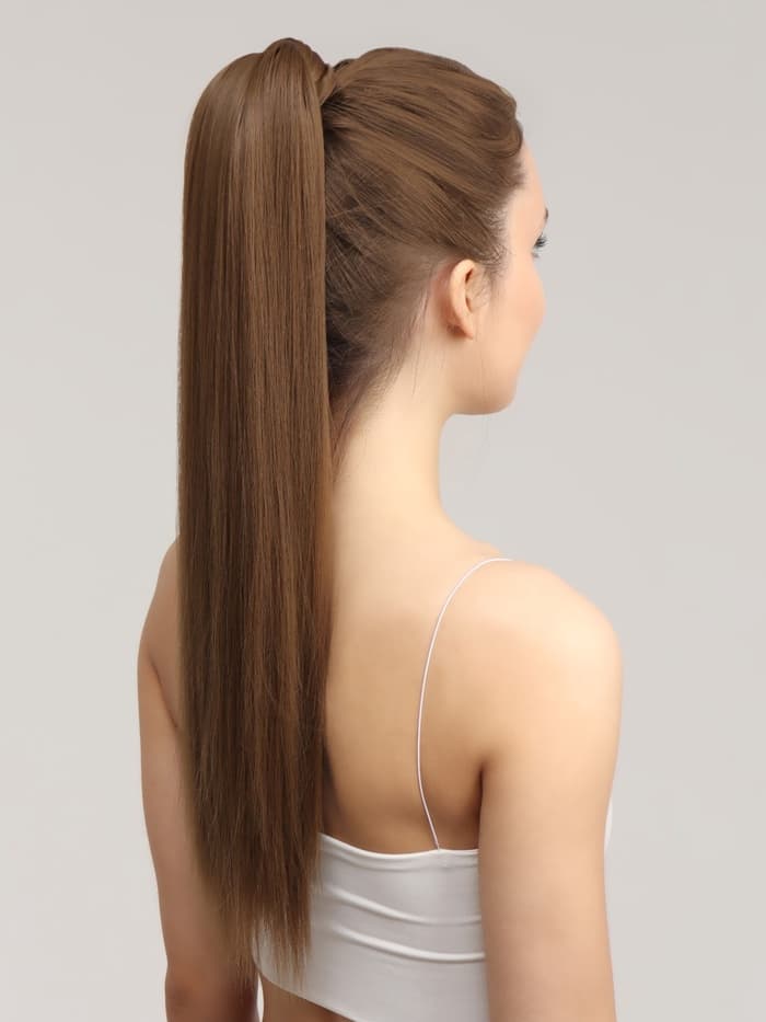 Хвост накладной, прямой волос, на резинке, 60 см, 100 г, цвет русый(#SHT8А)