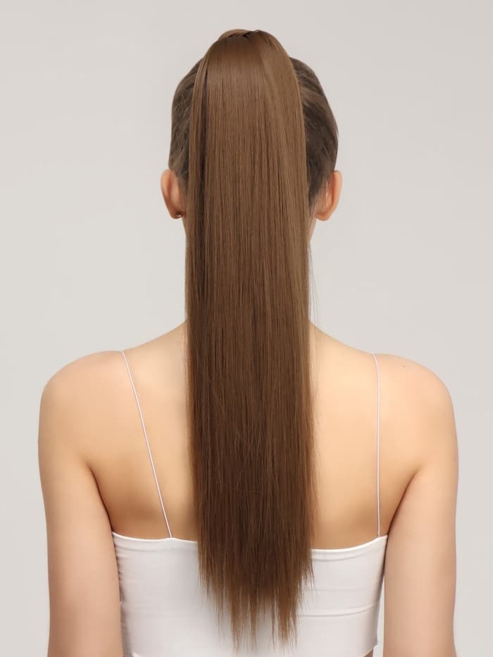 Хвост накладной, прямой волос, на резинке, 60 см, 100 г, цвет русый(#SHT8А)