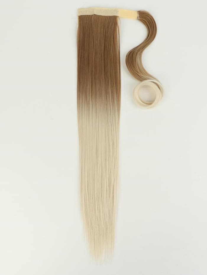 Хвост накладной, прямой волос, на резинке, 60 см, 100 г, цвет омбре русый, молочный