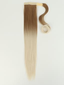 Хвост накладной, прямой волос, на резинке, 60 см, 100 г, цвет омбре русый, молочный