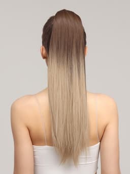 Хвост накладной, прямой волос, на резинке, 60 см, 100 г, омбре русый, блонд