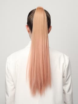 Хвост накладной QF, прямой волос, на резинке, 60 см, 100 г, омбре русый, пепельно-розовый