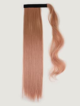 Хвост накладной QF, прямой волос, на резинке, 60 см, 100 г, омбре русый, пепельно-розовый