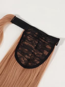 Хвост накладной QF, прямой волос, на резинке, 60 см, 100 г, омбре русый, пепельно-розовый