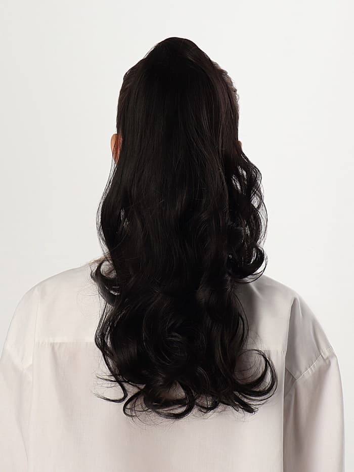 Хвост накладной, волнистый волос, на крабе, 40 см, 150 г, цвет чёрный(#HTY4В)