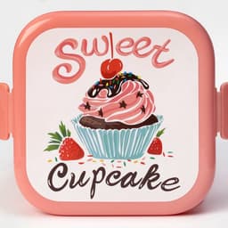 Ланч - бокс в школу IDEA «Капкейки», 800 мл, 12.5×13×8.5 см, 2 отделения, пластик, бело-розовый