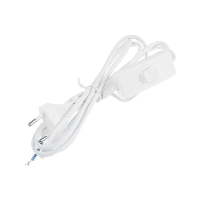 Сетевой шнур REXANT, выключатель, 1.8 м, 2×0.75 мм2, белый