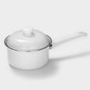 Ковш эмалированный, 1 л, цилиндрический, с крышкой, без деколи, индукция, белый