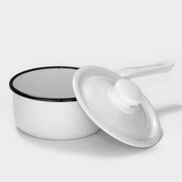 Ковш эмалированный, 600 мл, с крышкой, без деколи, белый