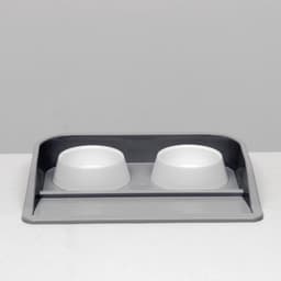 Миски с лотком «Феликс», 300 мл, 41×30×6 см, пластик, серый лоток, белые миски