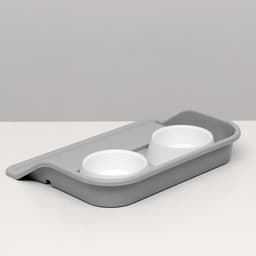 Миски с лотком «Феликс», 300 мл, 41×30×6 см, пластик, серый лоток, белые миски