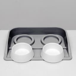 Миски с лотком «Феликс», 300 мл, 41×30×6 см, пластик, серый лоток, белые миски