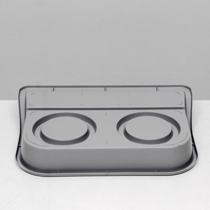 Миски с лотком «Феликс», 300 мл, 41×30×6 см, пластик, серый лоток, белые миски