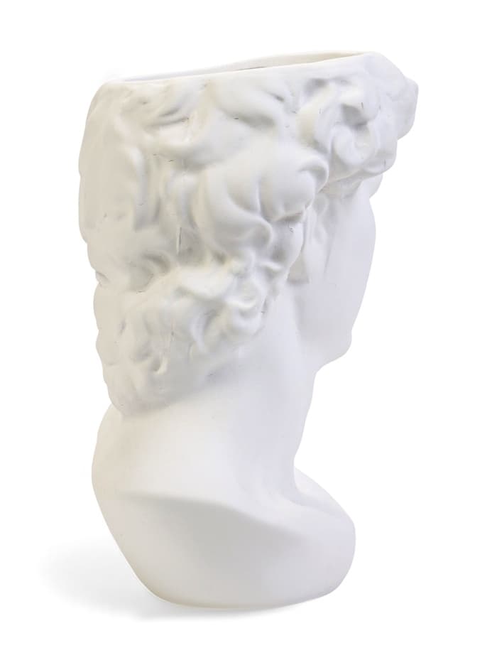 Декоративное кашпо для цветов «Голова Давида», 1.7 л, 16×12.7×23 см, керамика, белое