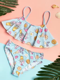 Купальник для девочки раздельный «Пони», голубой, размер 32 (110-116 см)