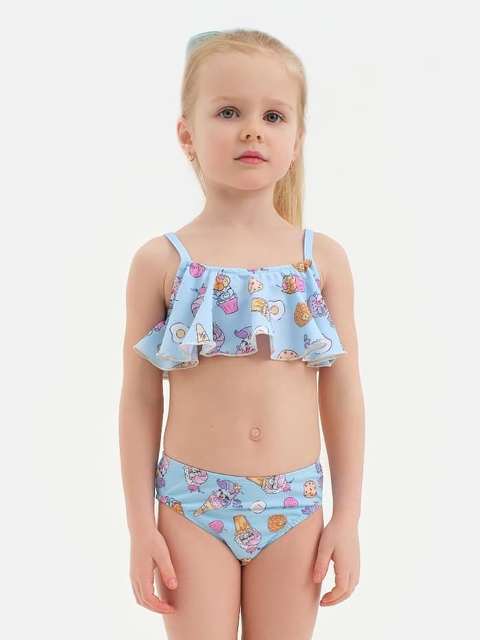 Купальник для девочки раздельный «Пони», голубой, размер 34 (122-128 см)