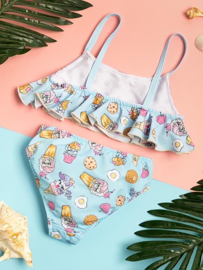 Купальник для девочки раздельный «Пони», голубой, размер 34 (122-128 см)