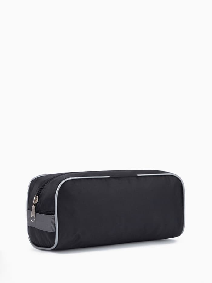 Косметичка на молнии дорожная, мужская, с ручкой, средний размер, чёрная/серая