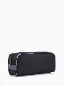 Косметичка на молнии дорожная, мужская, с ручкой, средний размер, чёрная/серая