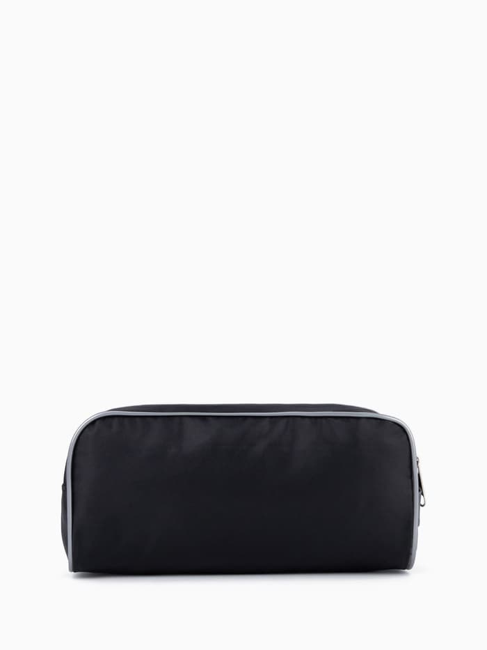 Косметичка на молнии дорожная, мужская, с ручкой, средний размер, чёрная/серая