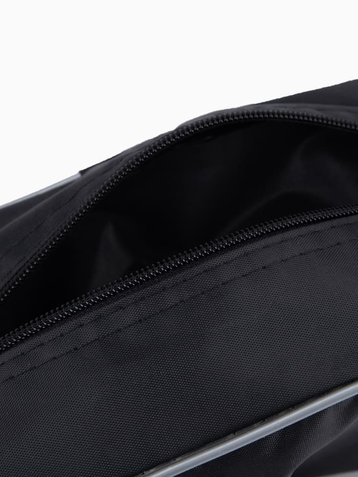 Косметичка на молнии дорожная, мужская, с ручкой, средний размер, чёрная/серая