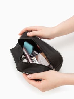 Косметичка на молнии дорожная, мужская, с ручкой, средний размер, чёрная/серая