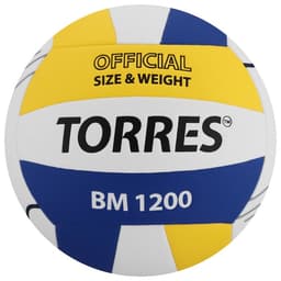 Волейбольный мяч TORRES BM1200, V42335, размер 5, клееный, 18 панелей, microfiber PU