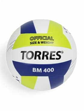 Мяч волейбольный TORRES BM400, V42315, размер 5 (ТПУ, бутиловая камера, клееный)