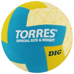 Мяч волейбольный TORRES Dig, V22345, размер 5, ТПЕ, бутиловая камера, клееный, МИКС