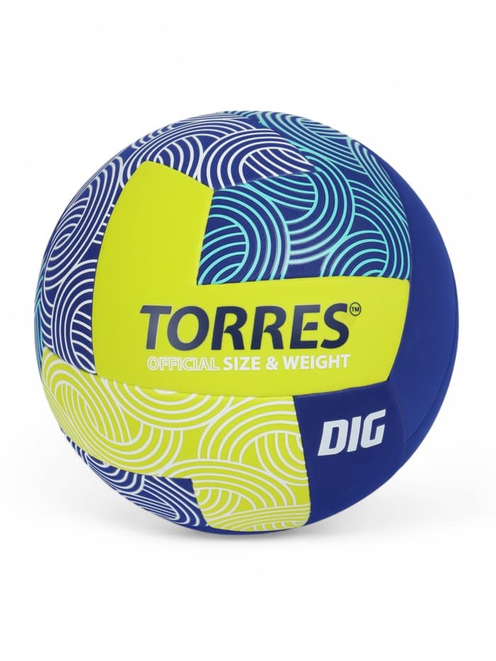 Мяч волейбольный TORRES Dig, V22345, размер 5, ТПЕ, бутиловая камера, клееный, МИКС